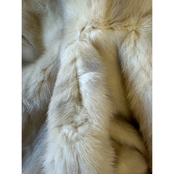 Vtg 50s 60s Cream Brown Set Back Collar Mink Coat M/S - Picture 12 of 12